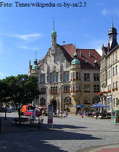 Marktplatz in Helmstedt mit Rathaus