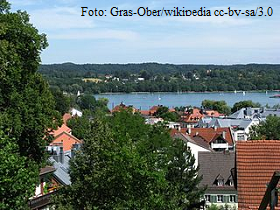 Blick auf Starnberg und das Nordende des Starnberger Sees